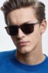 Rectangular sunglasses with grey horn Optyl frames, Black