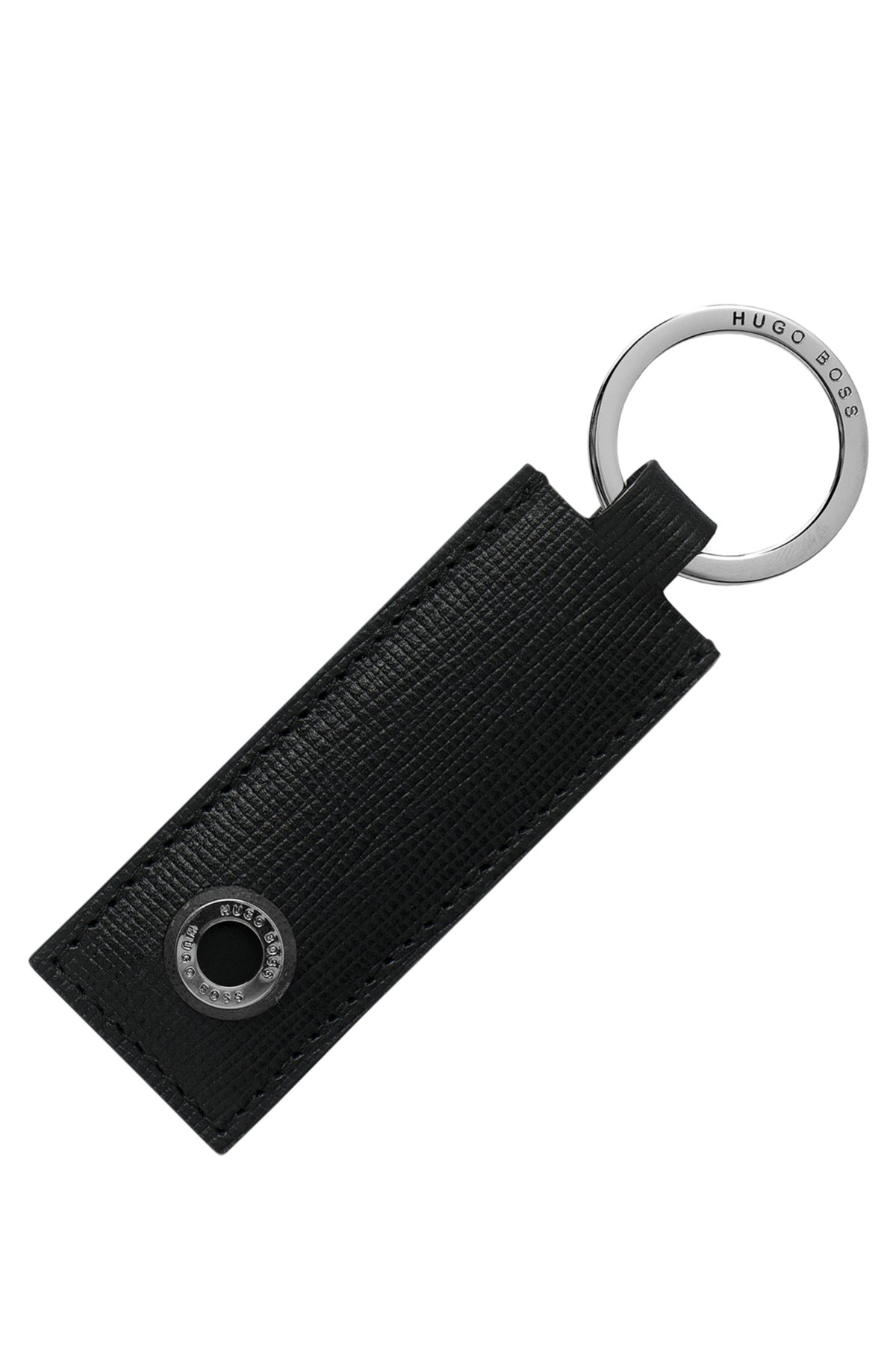 BOSS - Porte-clés en cuir texturé avec garniture logotée
