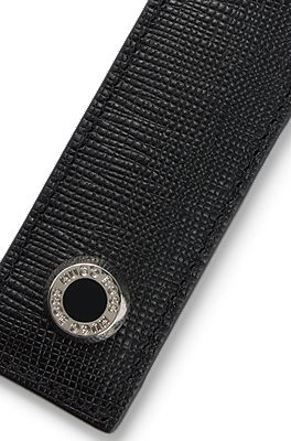 BOSS - Black metal tubular key ring with khaki rubberised lacquer