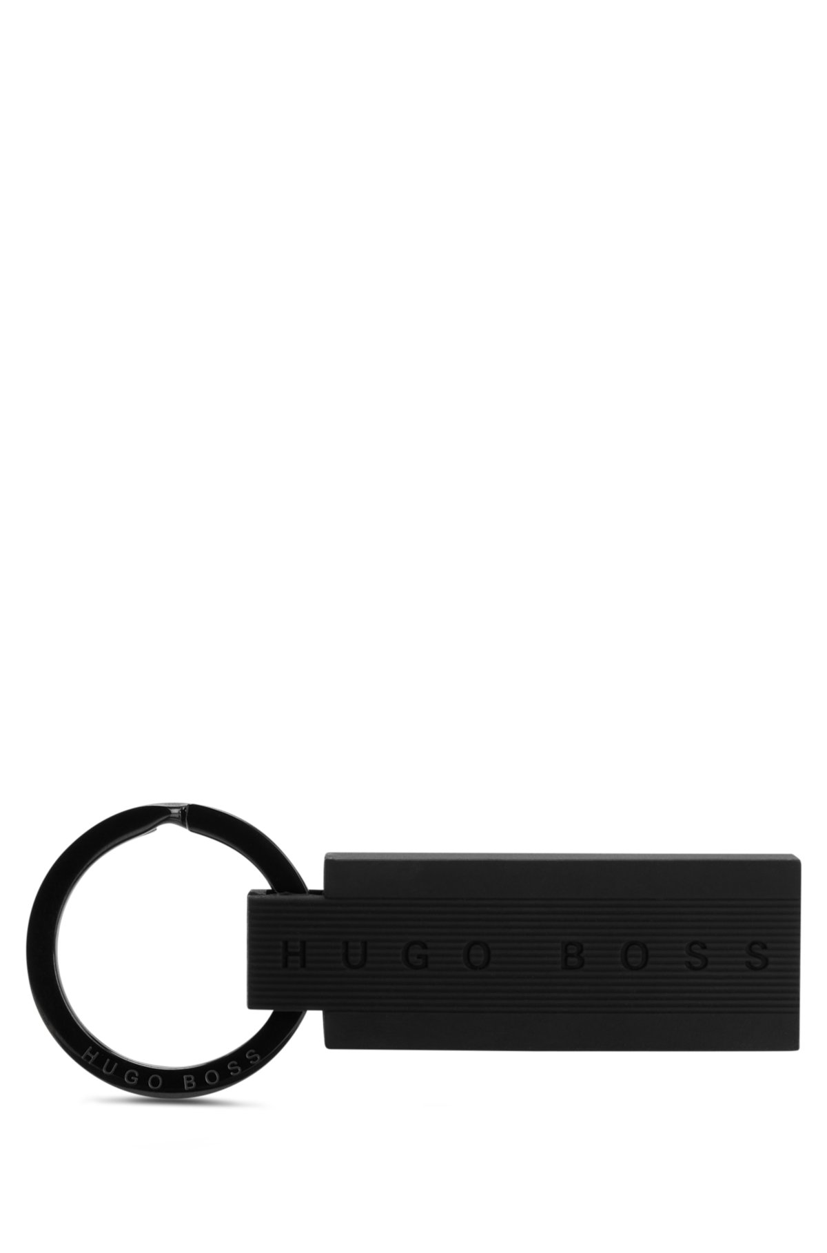 BOSS - Rectangular key ring in silicone with gunmetal hardware