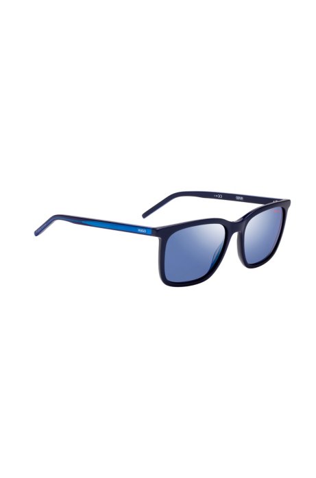 Square sunglasses with multi-layer acetate frames, Dark Blue