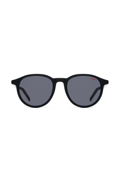 Unisex round sunglasses in multi-layer acetate, Black
