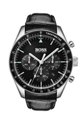 hugo boss watch black leather