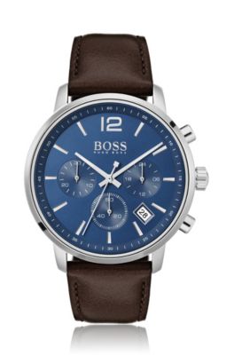 hugo boss watch blue leather strap
