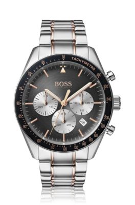 hugo boss grand prix rose gold tone chronograph men's watch