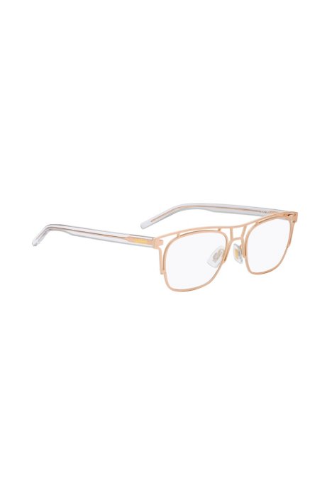 Bi-colour metal frame optical glasses with clear temples, Gold