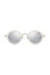 Round sunglasses in palladium steel with transparent temples, Silver