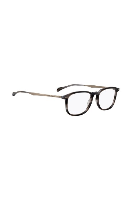 Havana-frame optical glasses with coordinating end tips, Patterned