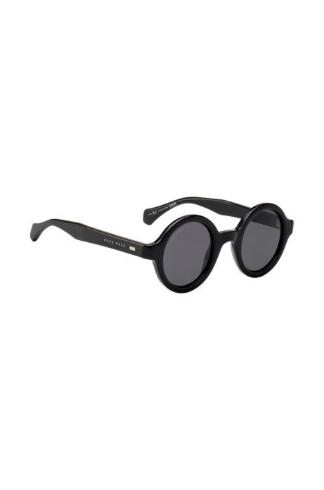 Round sunglasses in black acetate, Black