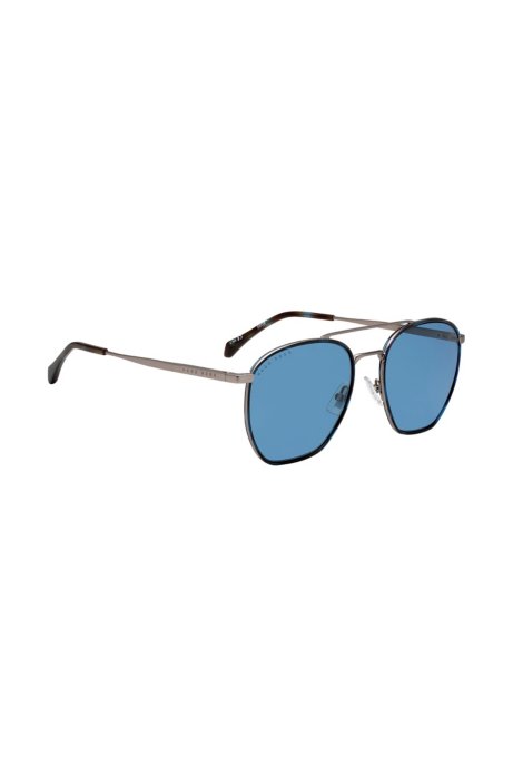 Windsor-rim sunglasses with 3D temples and tonal logo, Blue
