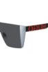 Visor-style sunglasses with statement logos, Black