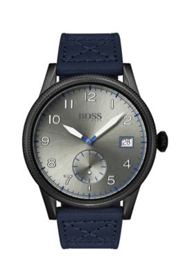 hugo boss blue leather watch