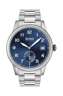 hugo boss silver and blue watch