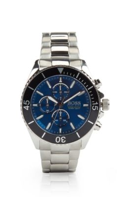 hugo boss silver and blue watch