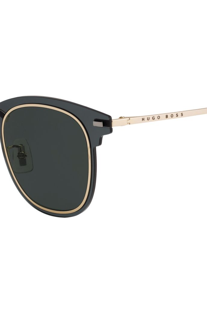 Green sunglasses with double-groove rim
