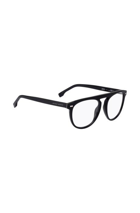 Optical frames in black acetate with hardware details, Black
