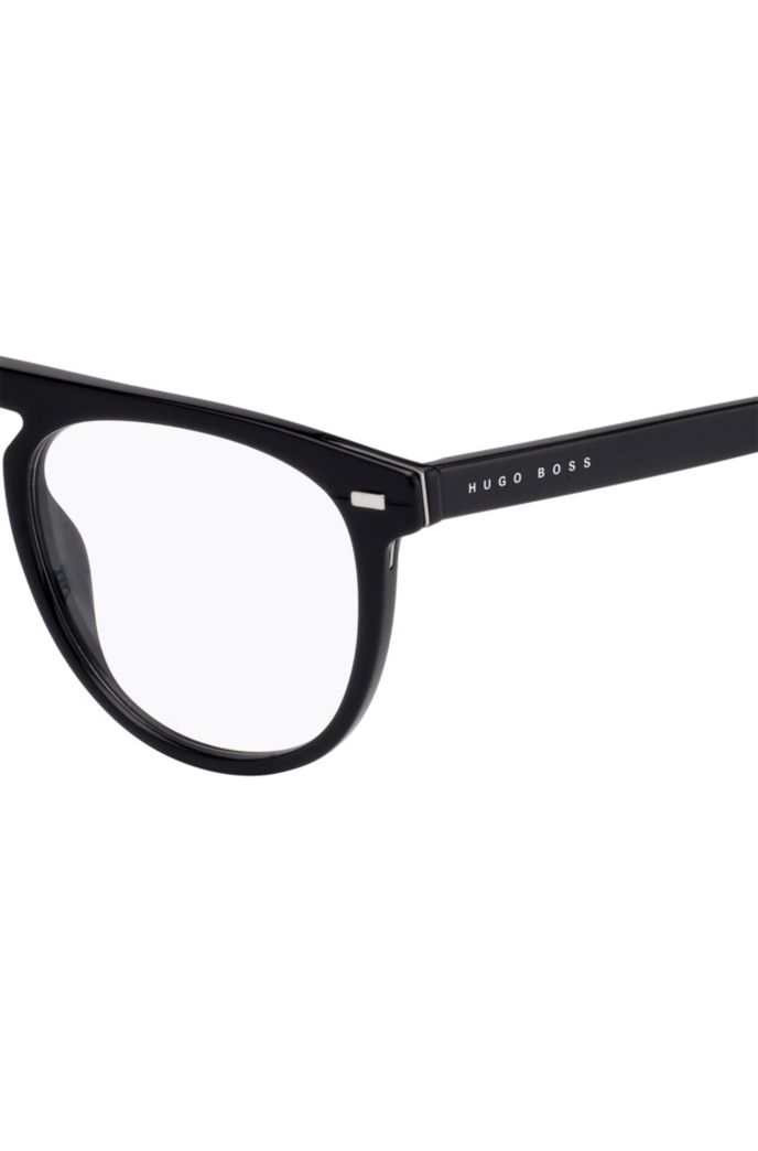 Optical frames in black acetate with hardware details