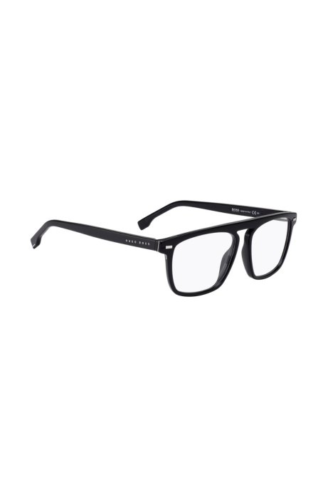 Optical frames in black acetate with hardware rivets, Black