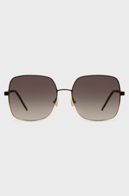 Logo-detail sunglasses with shaded frames and temples, Dark Brown