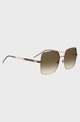 Logo-detail sunglasses with shaded frames and temples, Dark Brown