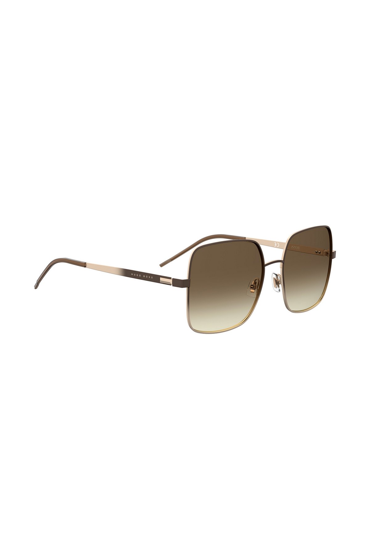 Chromatically shaded sunglasses in steel with gradient lenses, Dark Brown