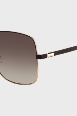 Logo-detail sunglasses with shaded frames and temples, Dark Brown