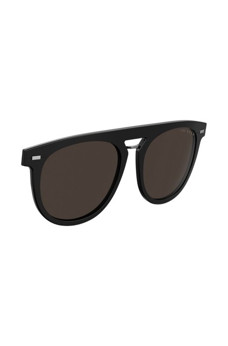 Clip-on sun lenses in round black acetate, Black