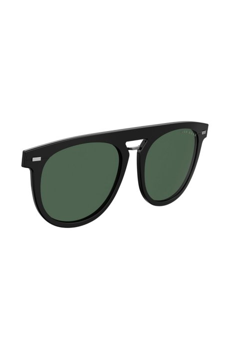 Clip-on sun lenses in round black acetate, Black