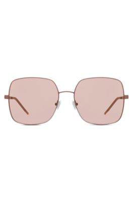 Chromatically shaded sunglasses in steel with green lenses, Pink