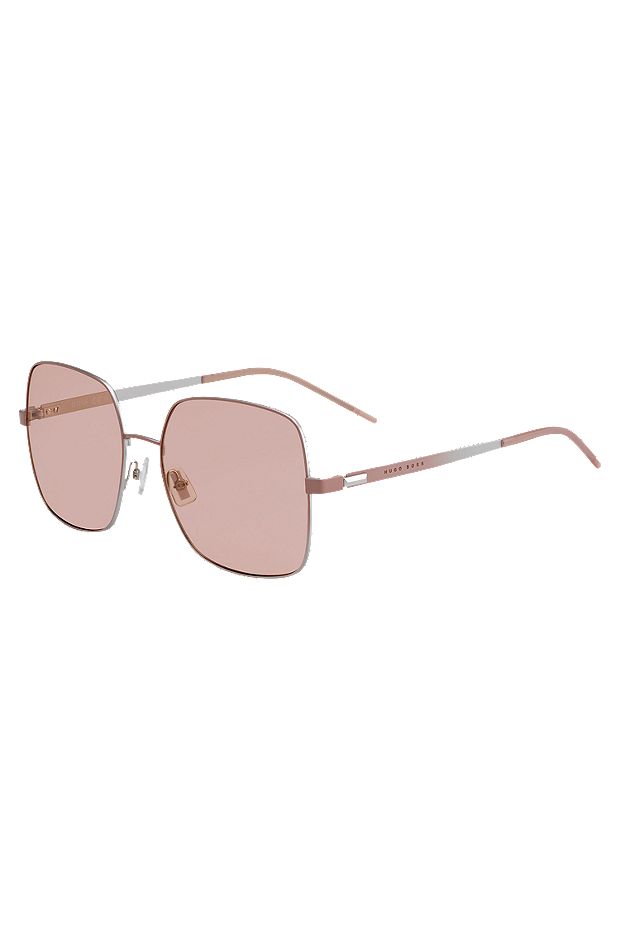 Chromatically shaded sunglasses in steel with green lenses, Pink