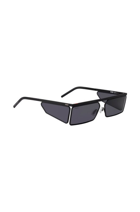 Rectangular sunglasses in black with tonal spoilers, Black