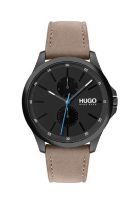hugo boss watch black leather strap