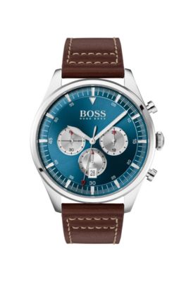 hugo boss watches brown leather strap