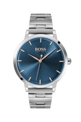 hugo boss silver watch blue face