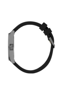Grey-plated watch with city-name-engraved bezel, Black