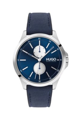 hugo boss blue leather watch