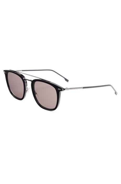 Sonnenbrille aus schwarzem Acetat mit Doppelsteg und röhrenförmigen Bügeln, Assorted-Pre-Pack