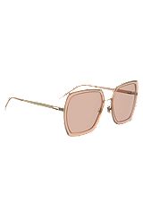 Angular sunglasses in mixed materials with signature hardware, Pink