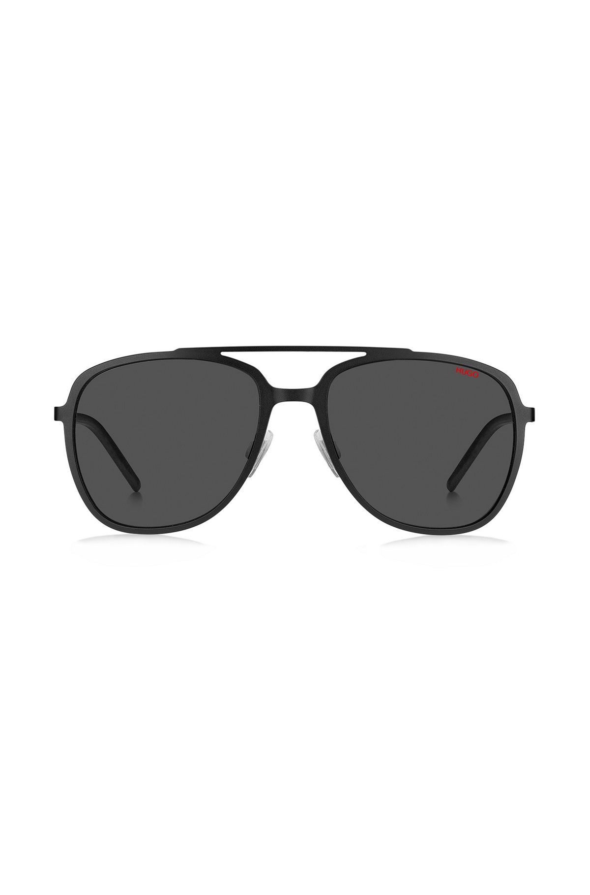 Sonnenbrille aus schwarzem Stahl mit Doppelsteg, Schwarz
