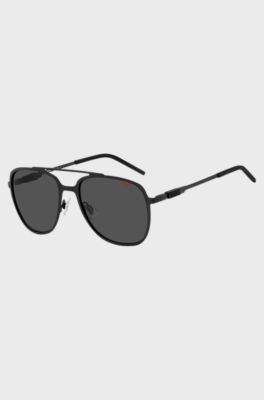 Double-bridge sunglasses in black steel, Black