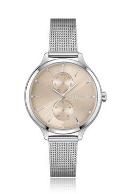 hugo boss silver mesh watch