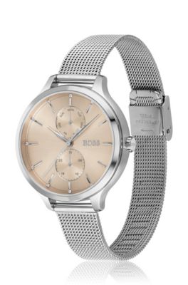 hugo boss jet silver mesh watch