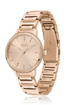 hugo boss ladies rose gold watch