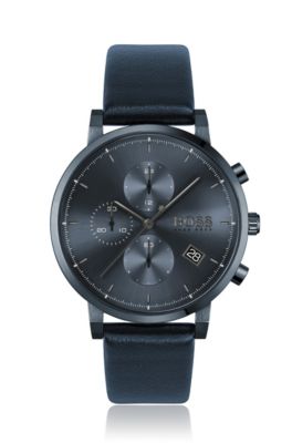 BOSS - Blue-plated chronograph watch 