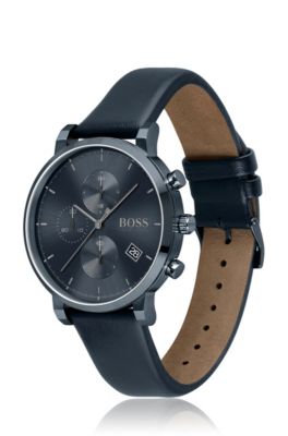 hugo boss watch blue leather strap