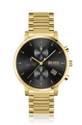 gold and black hugo boss watch