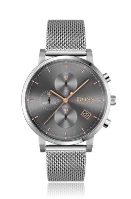 hugo boss silver mesh watch