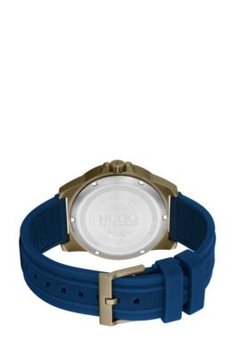 hugo boss watch blue rubber strap