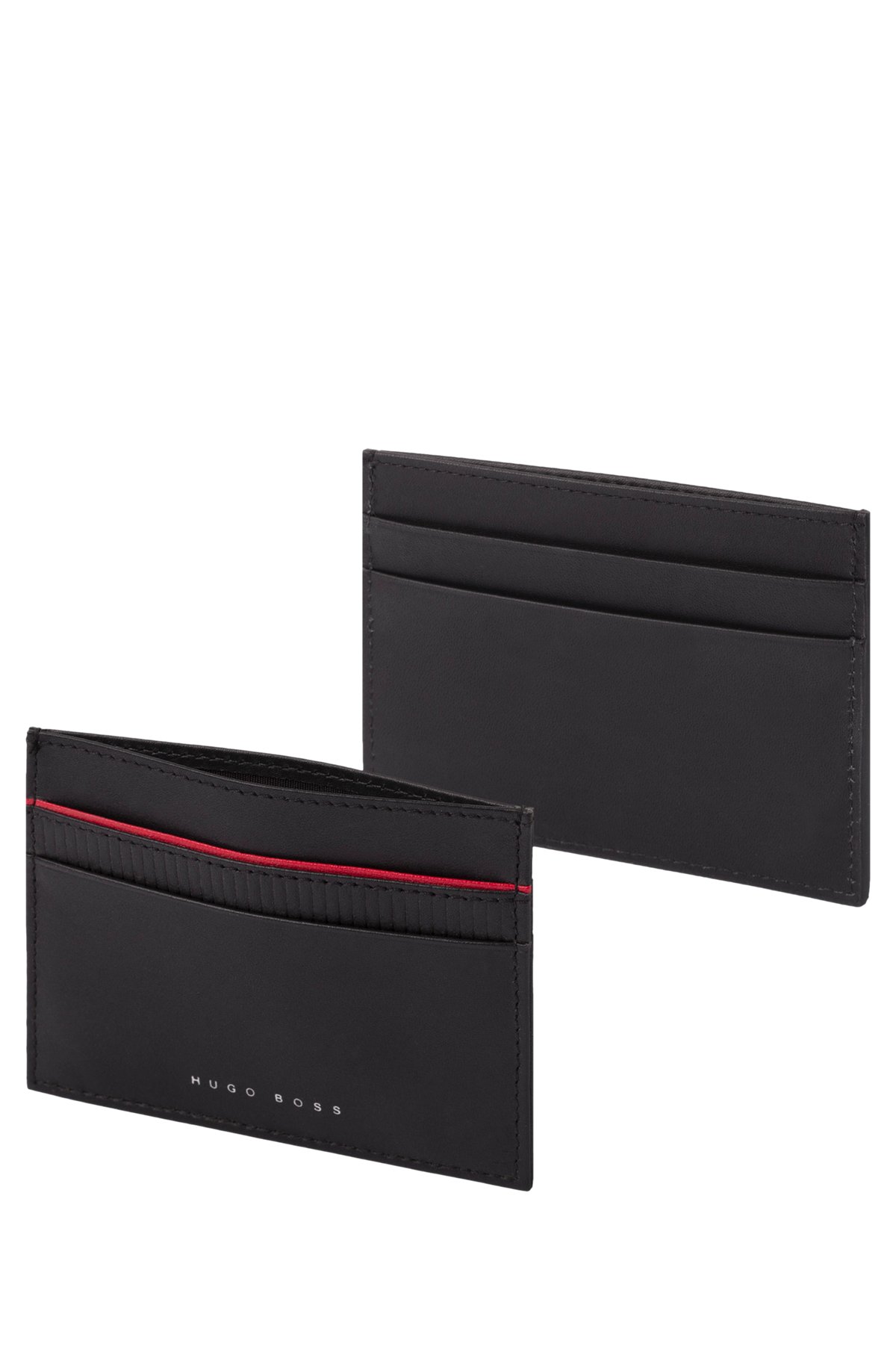 BOSS - Card holder in leather with logo lettering
