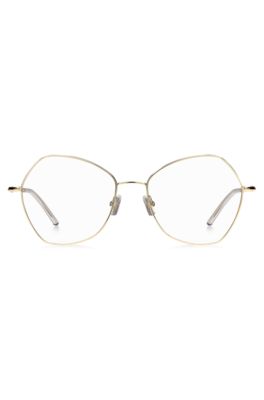 Occhiali da vista squadrati in titanio con effetto dorato, Oro